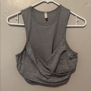 FP Movement by Free People Gray Wrap Crop Tank Top XSmall